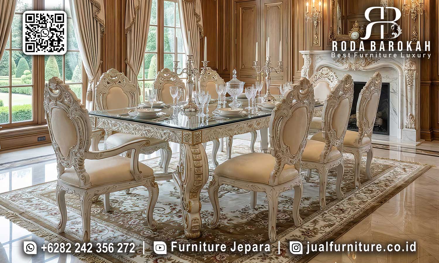 Model Meja Makan Mewah Sultan Royale Ornamen Elegan SMM-645