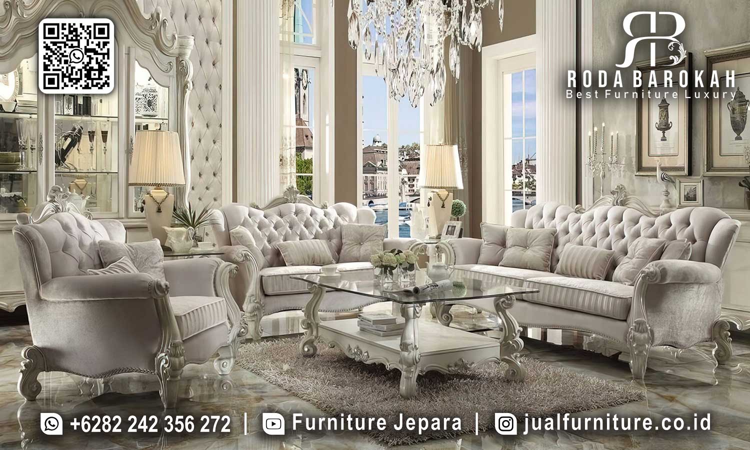 Set Sofa Ruang Tamu Mewah Granada Antik Elegan STM-895