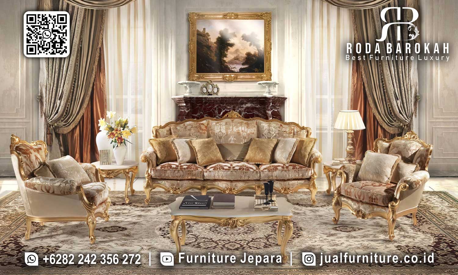 Set Sofa Ruang Tamu Mewah Monaco Relief Detail STM-933