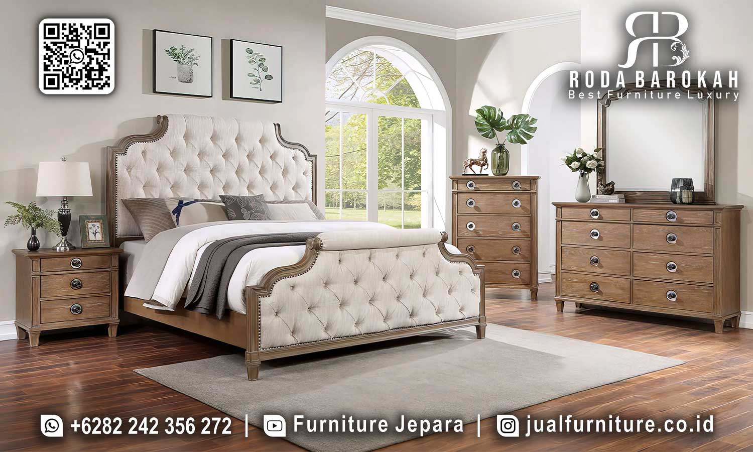 Set Tempat Tidur Jati Natural Casablanca Sentuhan Klasik STT-502