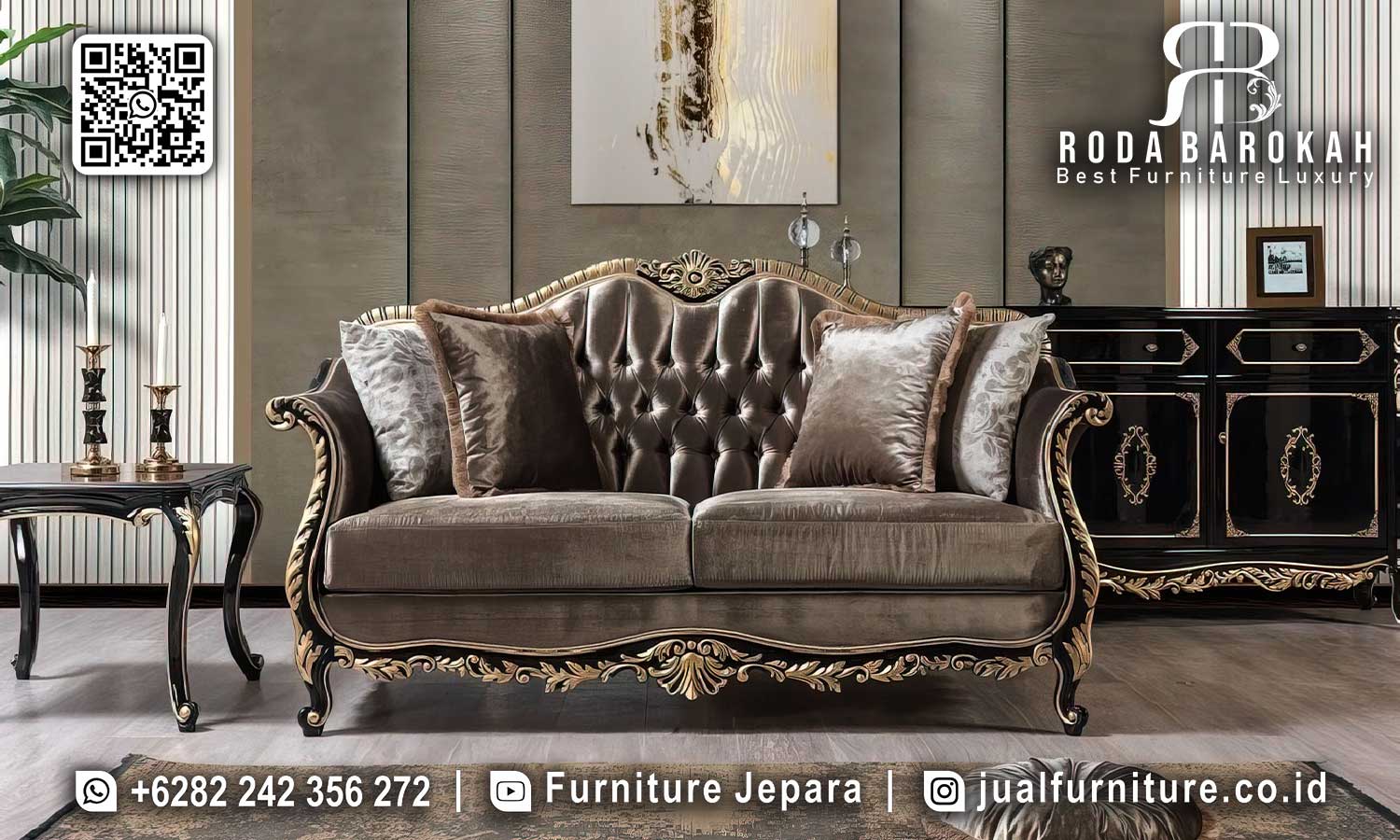 Sofa Mewah Klasik Jepara Vicenza Konstruksi Solid STM-925