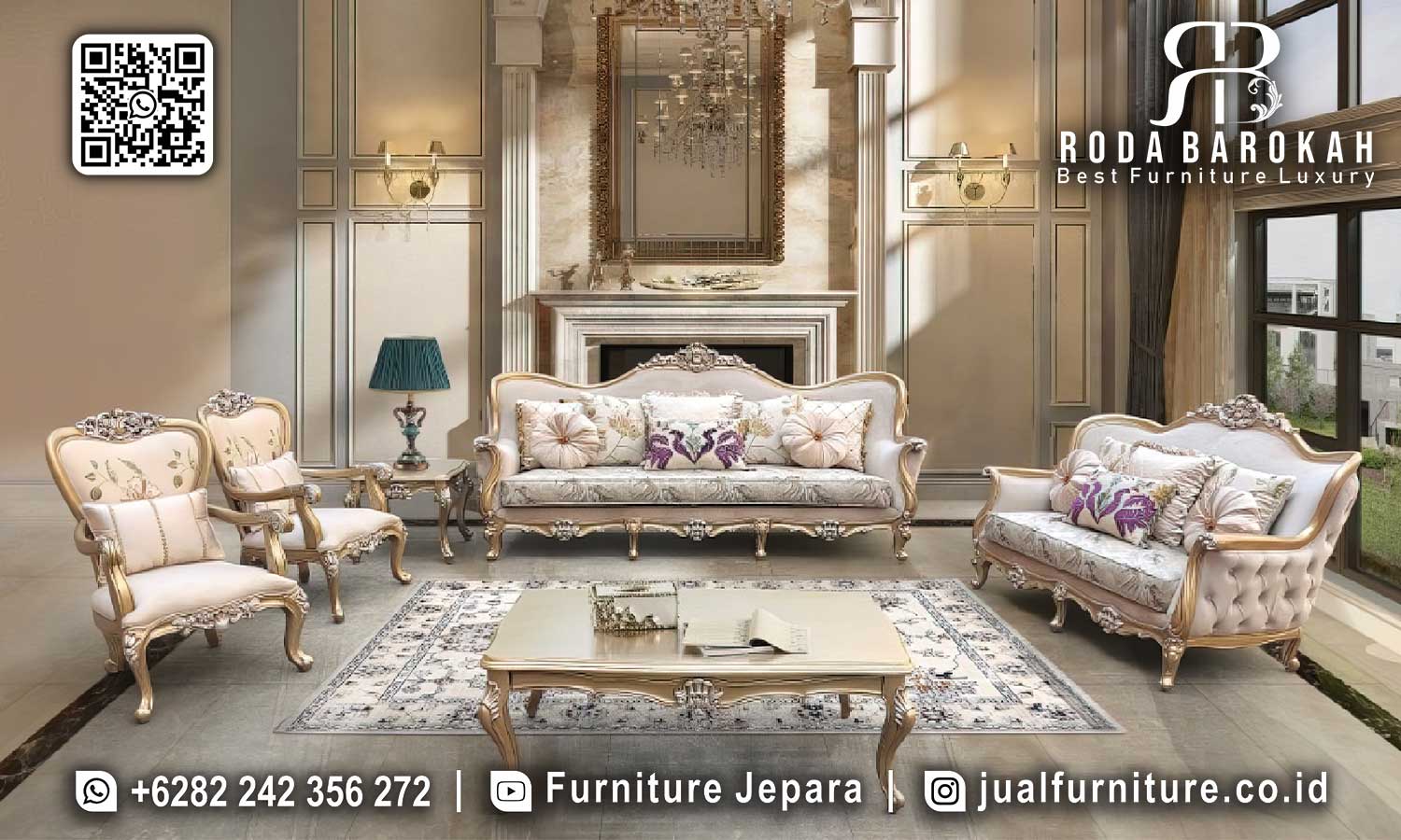 Sofa Mewah Klasik Ukir Bruges Anti Jamur STM-890