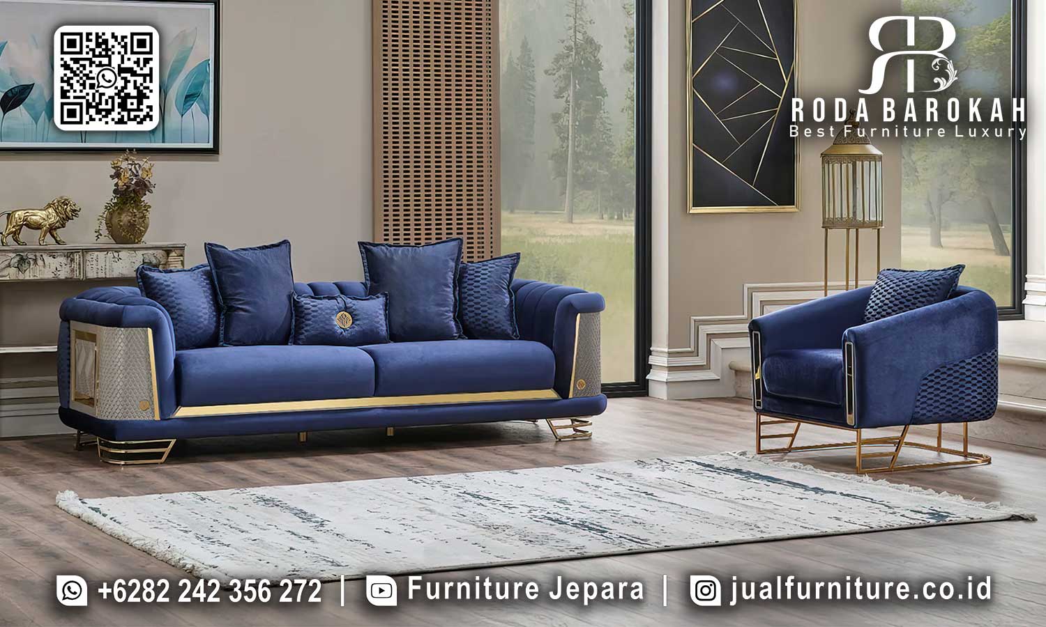 Sofa Stainless Mewah Ruang Tamu Versailles Sentuhan Klasik STM-912