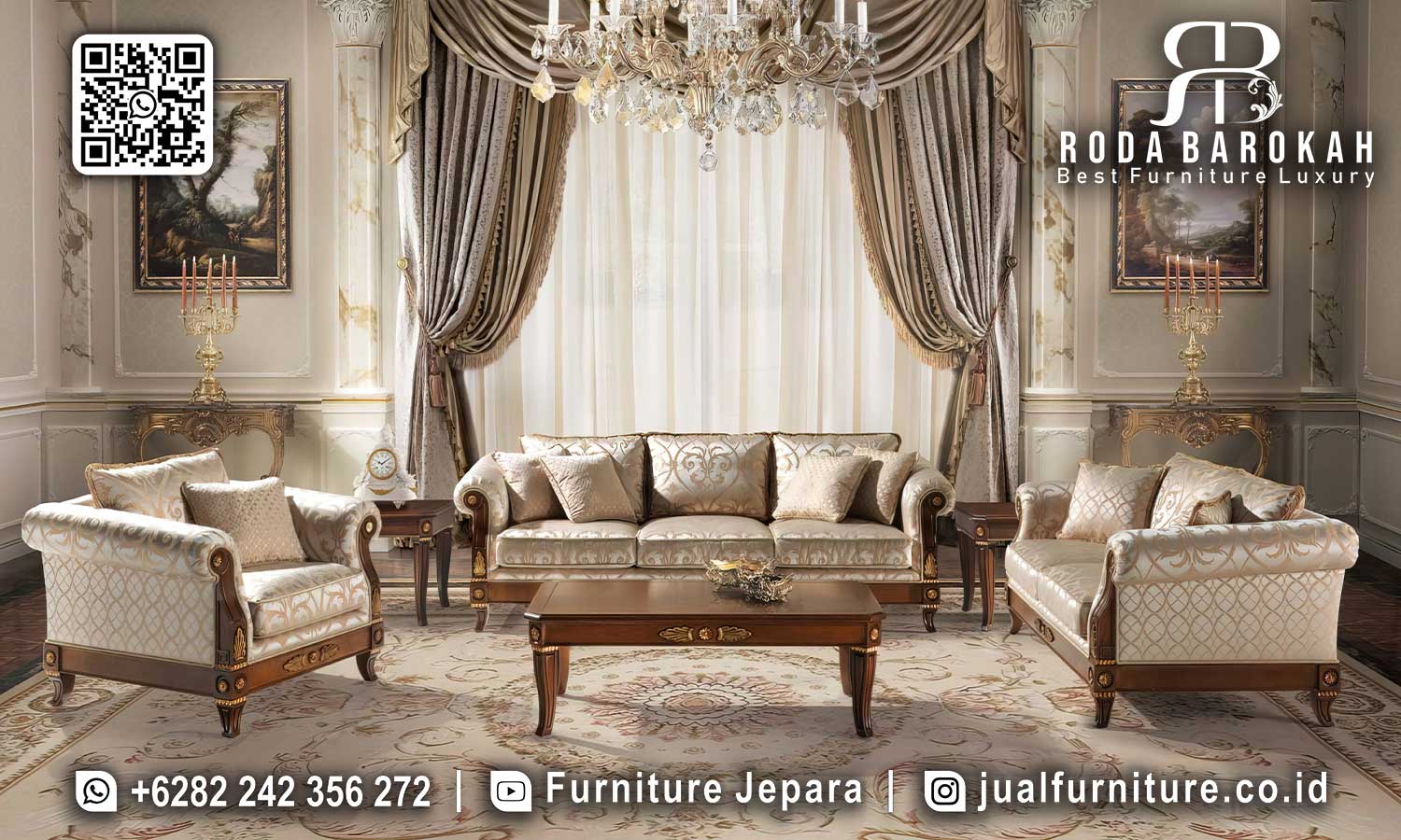 Sofa Tamu Jati Jepara Mewah Victoria Nyaman Digunakan STM-935