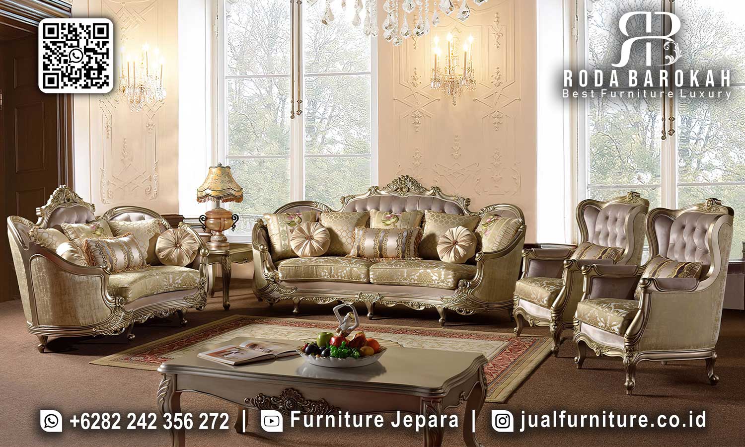 Sofa Tamu Klasik Mewah Capri Kualitas Pengerjaan STM-891