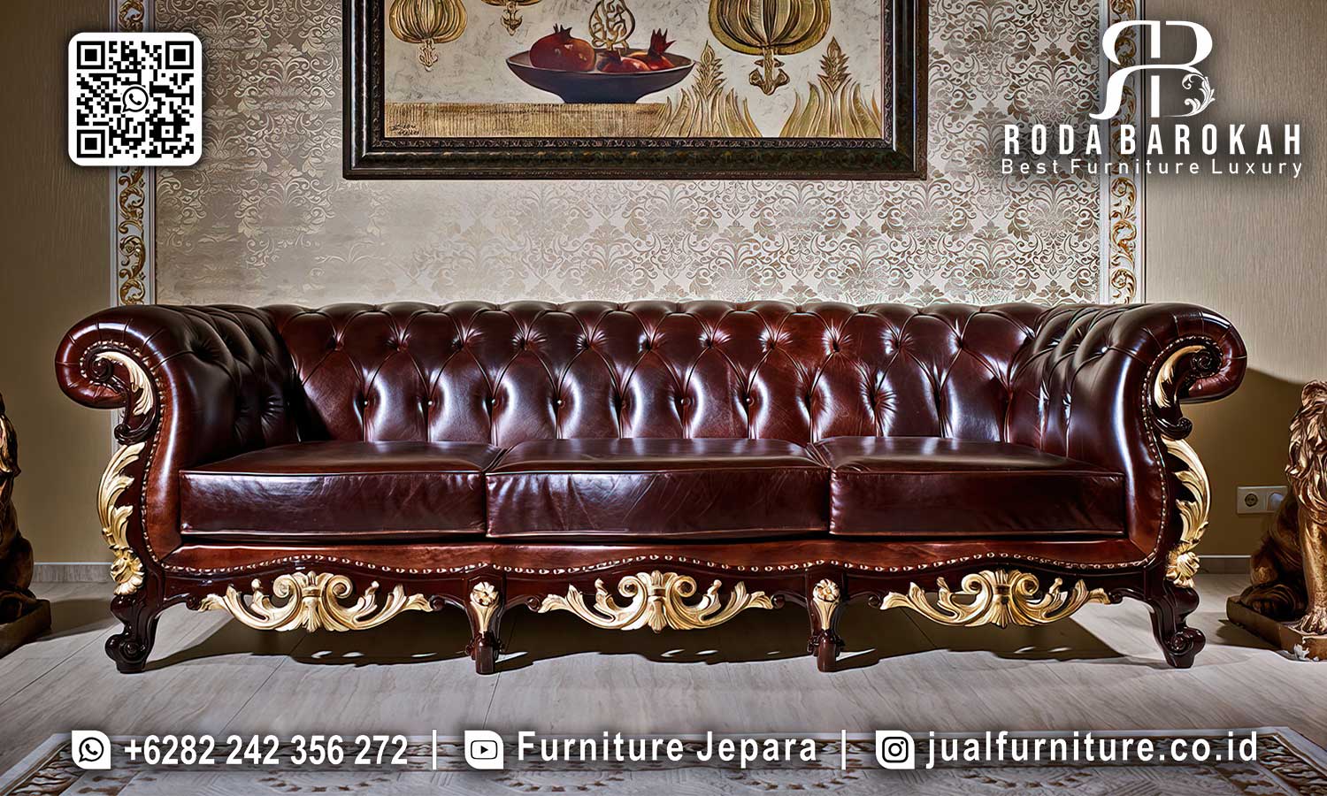 Sofa Tamu Kulit Chester Mewah Brescia Material Pilihan SMM-626