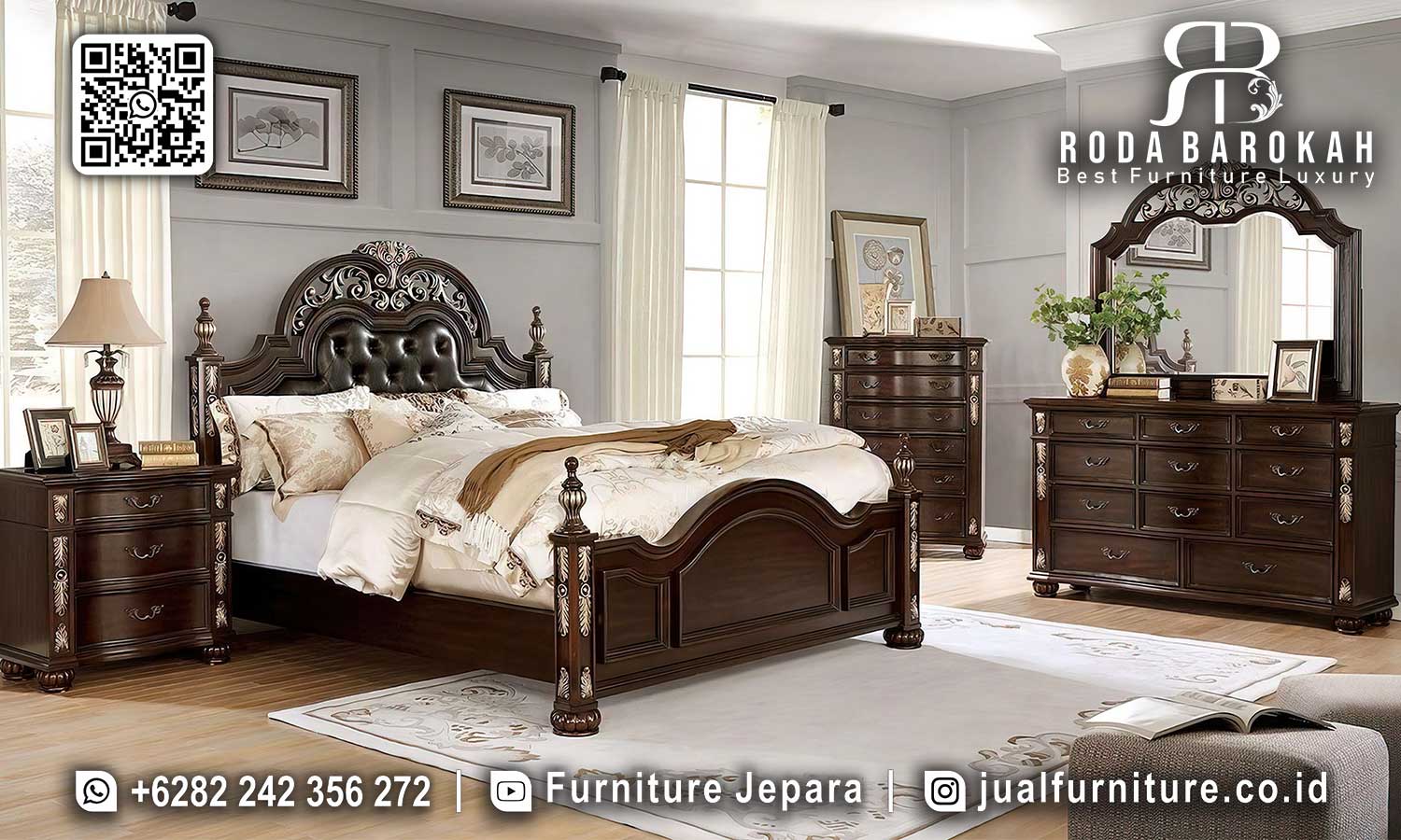 Tempat Tidur Jati Jepara Eleganza Relief Halus STT-500