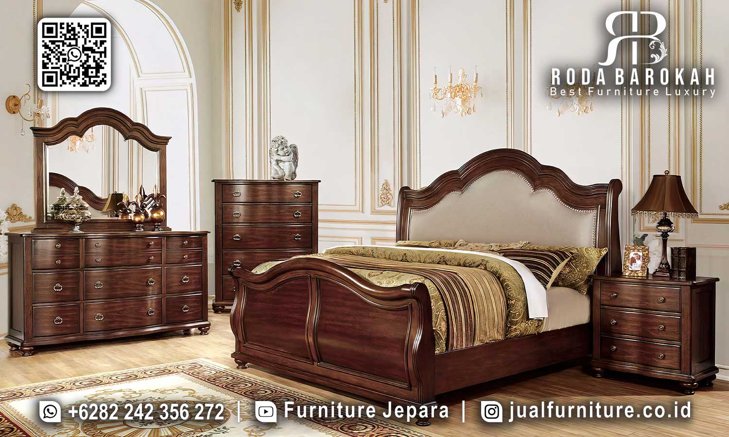 Tempat Tidur Jati Mewah Lusso Material Pilihan STT-498