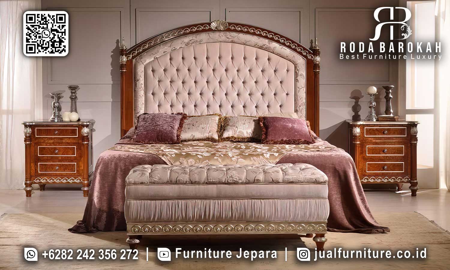 Dipan Tempat Tidur Mewah Jati Verona Tampilan Antik STT-525