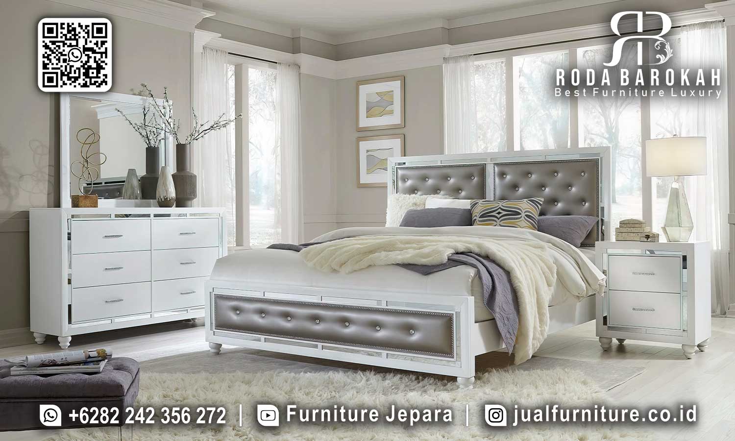 Kamar Tidur Mewah Modern Bergamo Relief Klasik STT-493