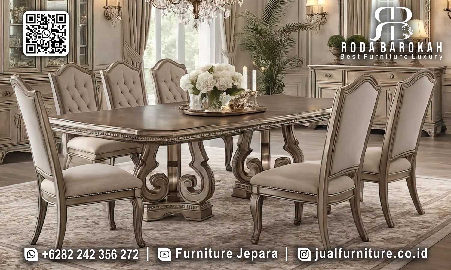 Meja Makan Klasik Mewah Dubrovnik Nuansa Timeless SMM-620
