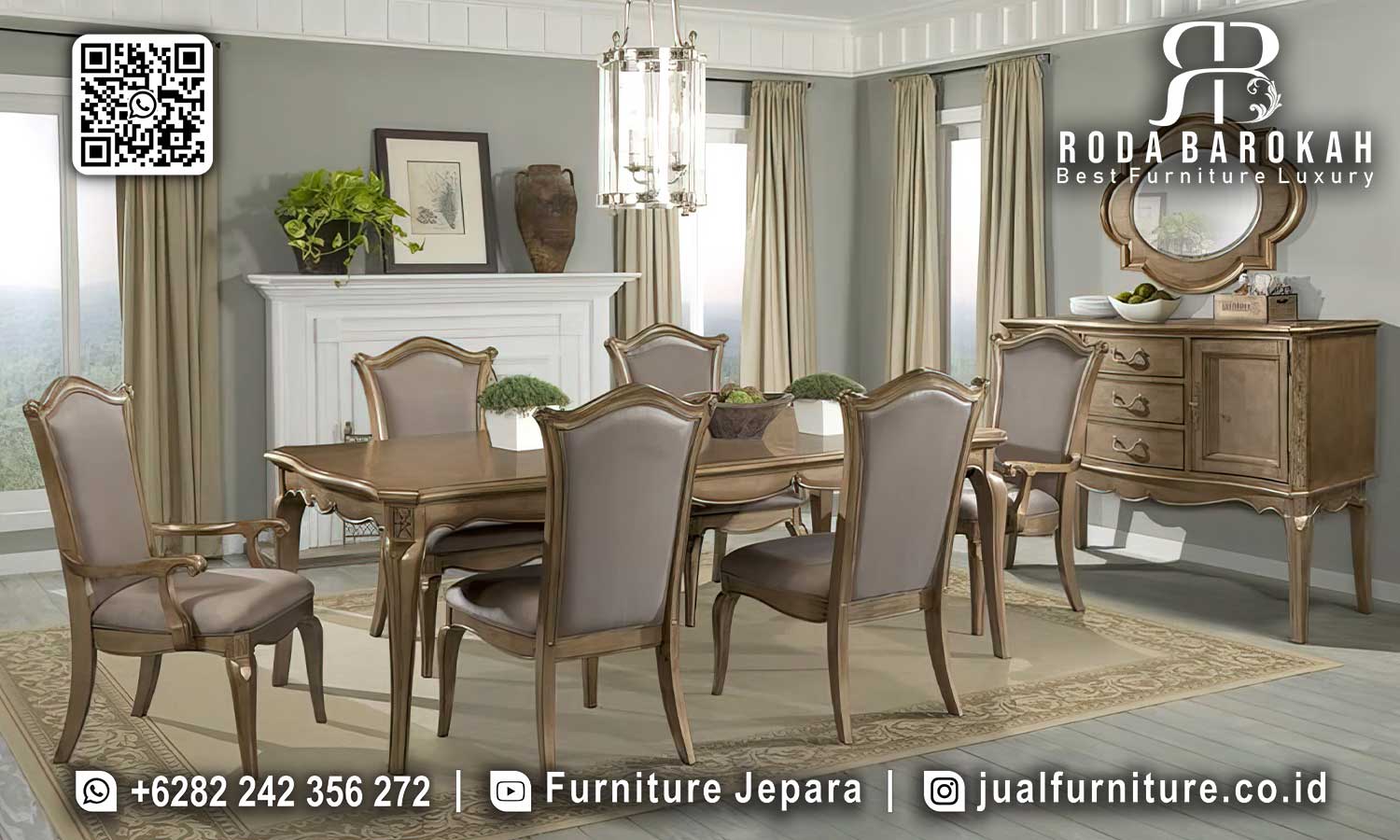 Meja Makan Mewah Jati Villa Pengerjaan Presisi SMM-659