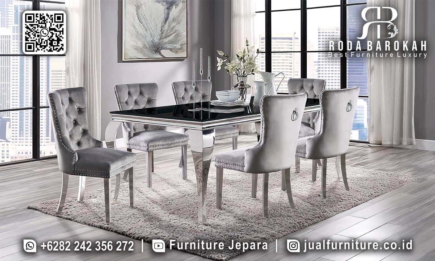 Meja Makan Mewah Modern Capri Nyaman Digunakan SMM-632