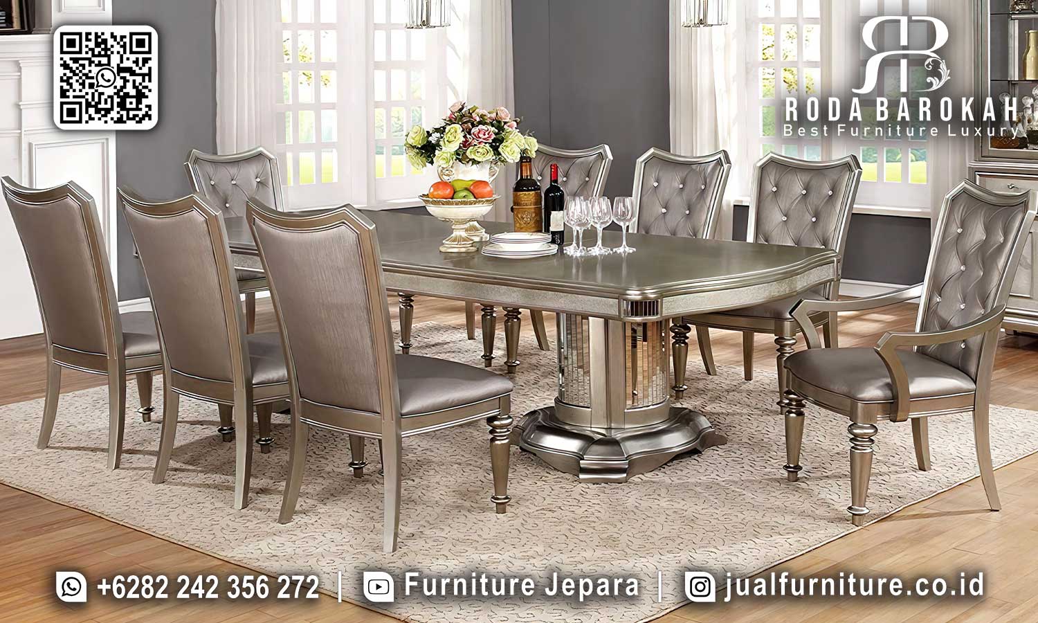 Meja Makan Mewah Terbaru Bourbon Karya Jepara SMM-644