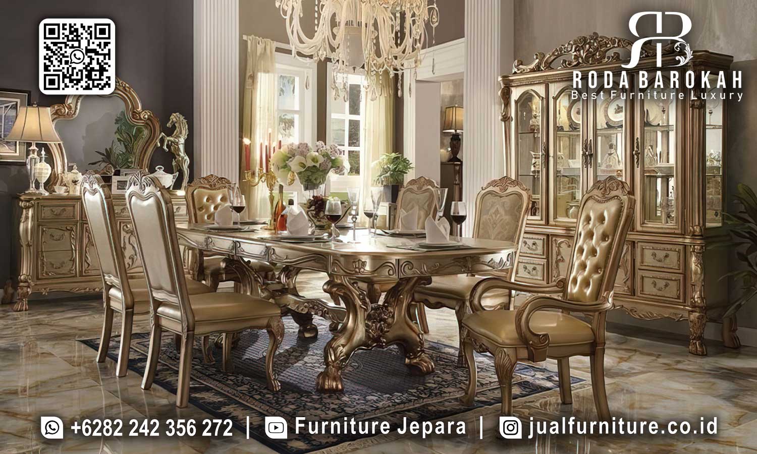 Meja Makan Mewah Terbaru Montmartre Kesan Klasik SMM-665