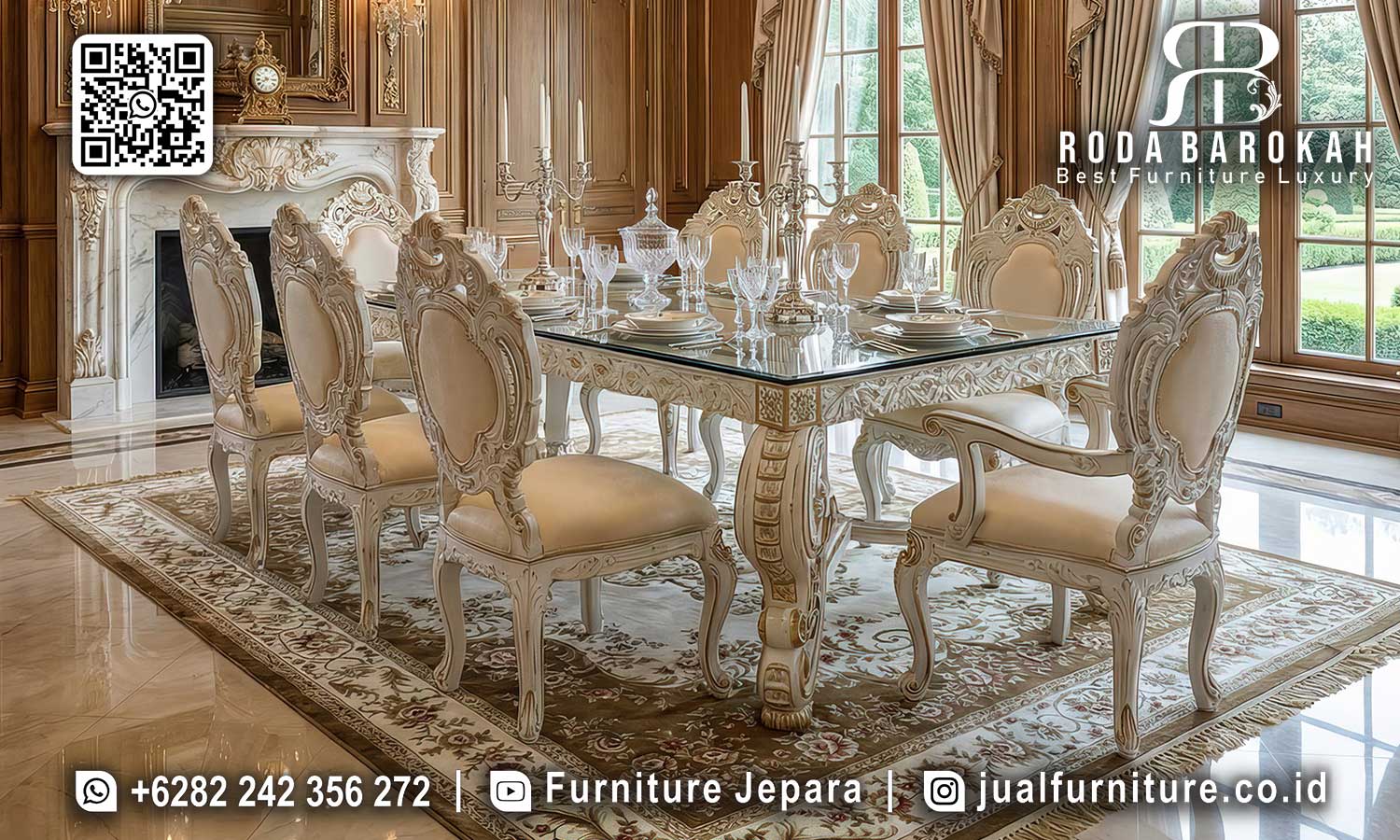 Model Meja Makan Mewah Sultan Royale Ornamen Elegan SMM-645