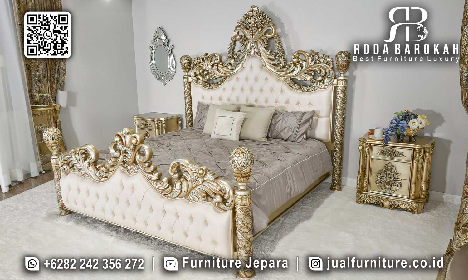 Model Tempat Tidur Klasik Mewah Montmartre Pahatan Detail STT-518