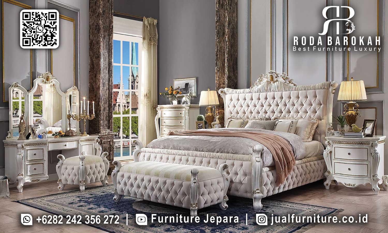 Set Kamar Tidur Klasik Mewah Lusso Ornamen Elegan STT-521