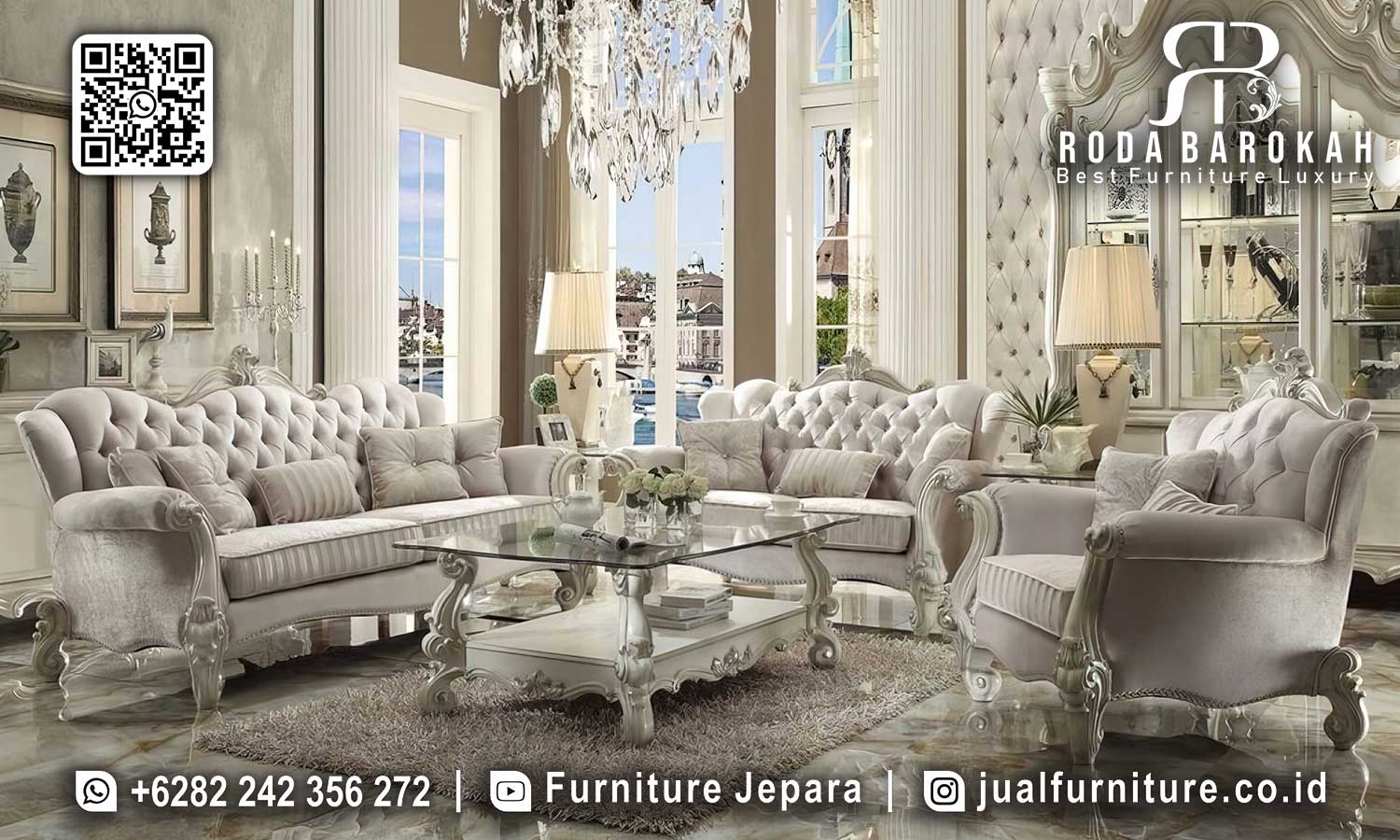 Set Sofa Ruang Tamu Mewah Granada Antik Elegan STM-895
