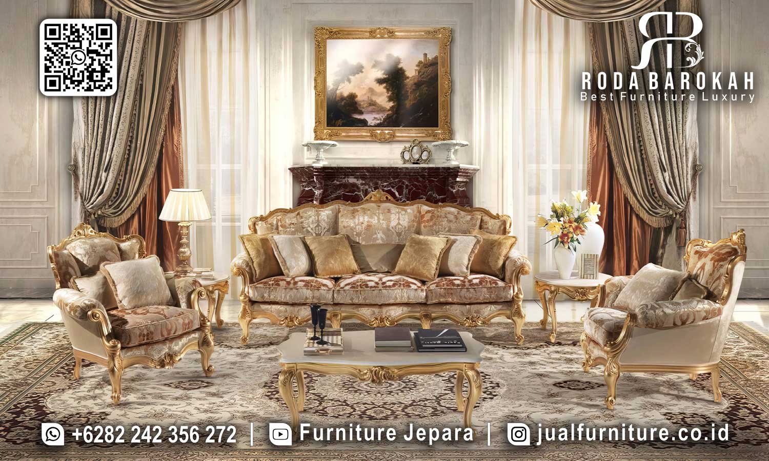 Set Sofa Ruang Tamu Mewah Monaco Relief Detail STM-933