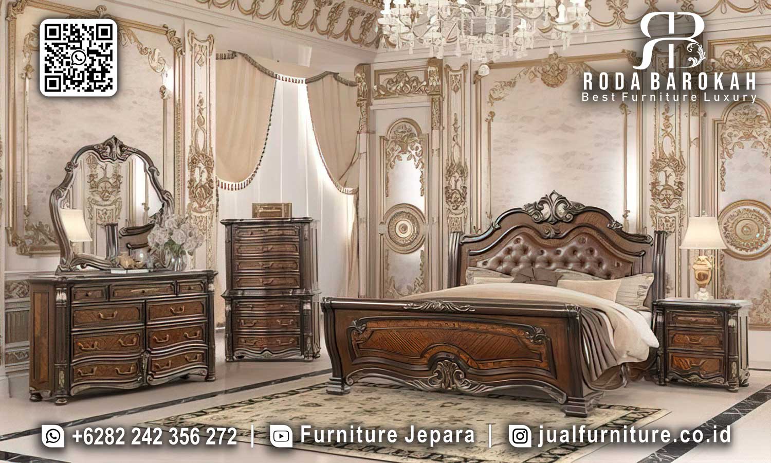 Set Tempat Tidur Jepara Jati Eleganza Desain Elegan STT-504