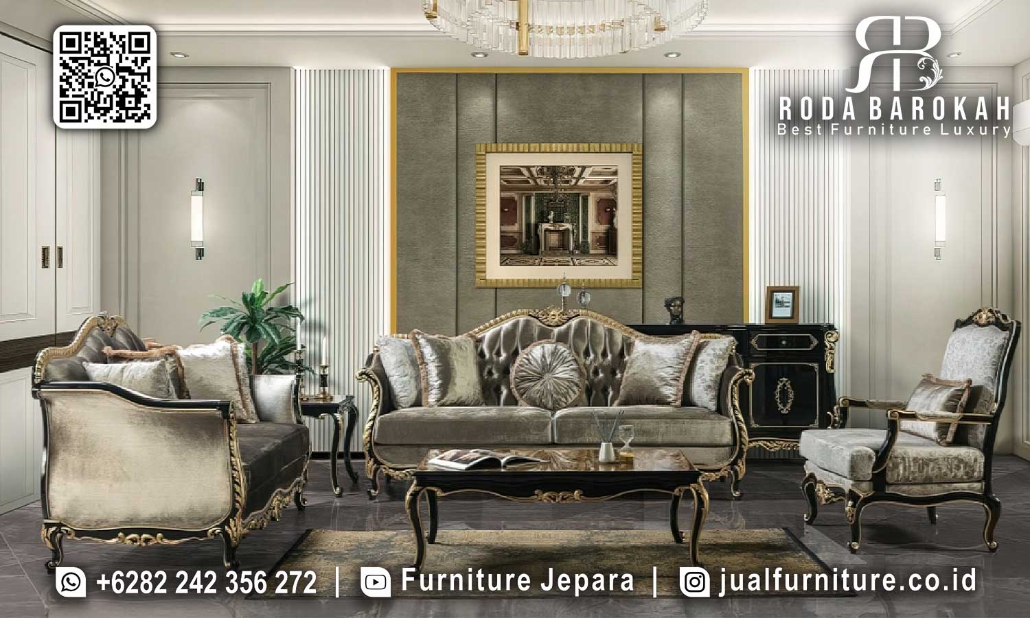 Sofa Mewah Klasik Jepara Vicenza Konstruksi Solid STM-925