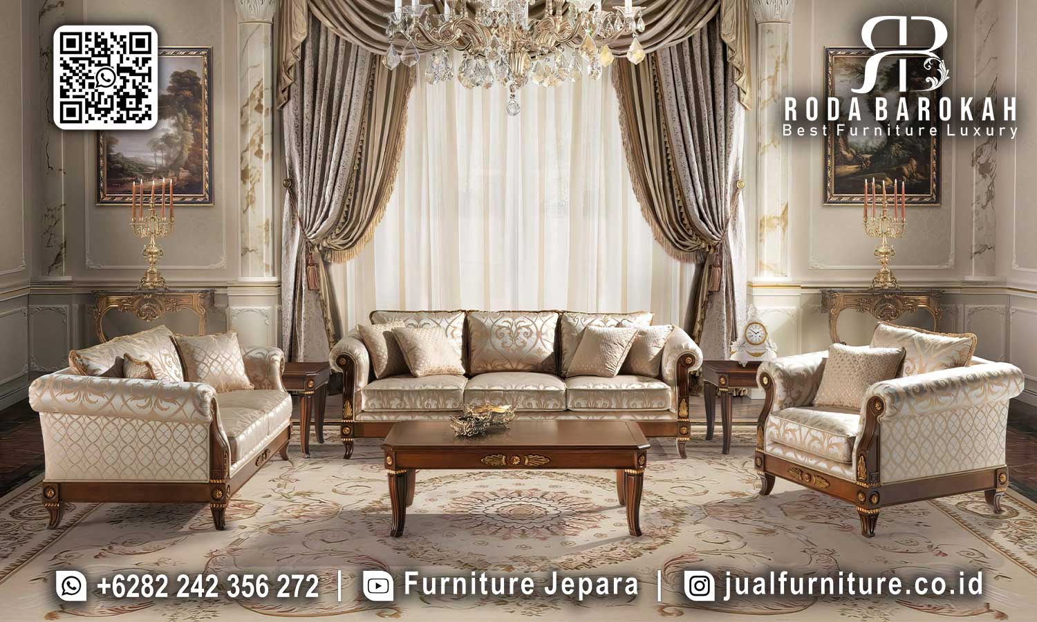 Sofa Tamu Jati Jepara Mewah Victoria Nyaman Digunakan STM-935