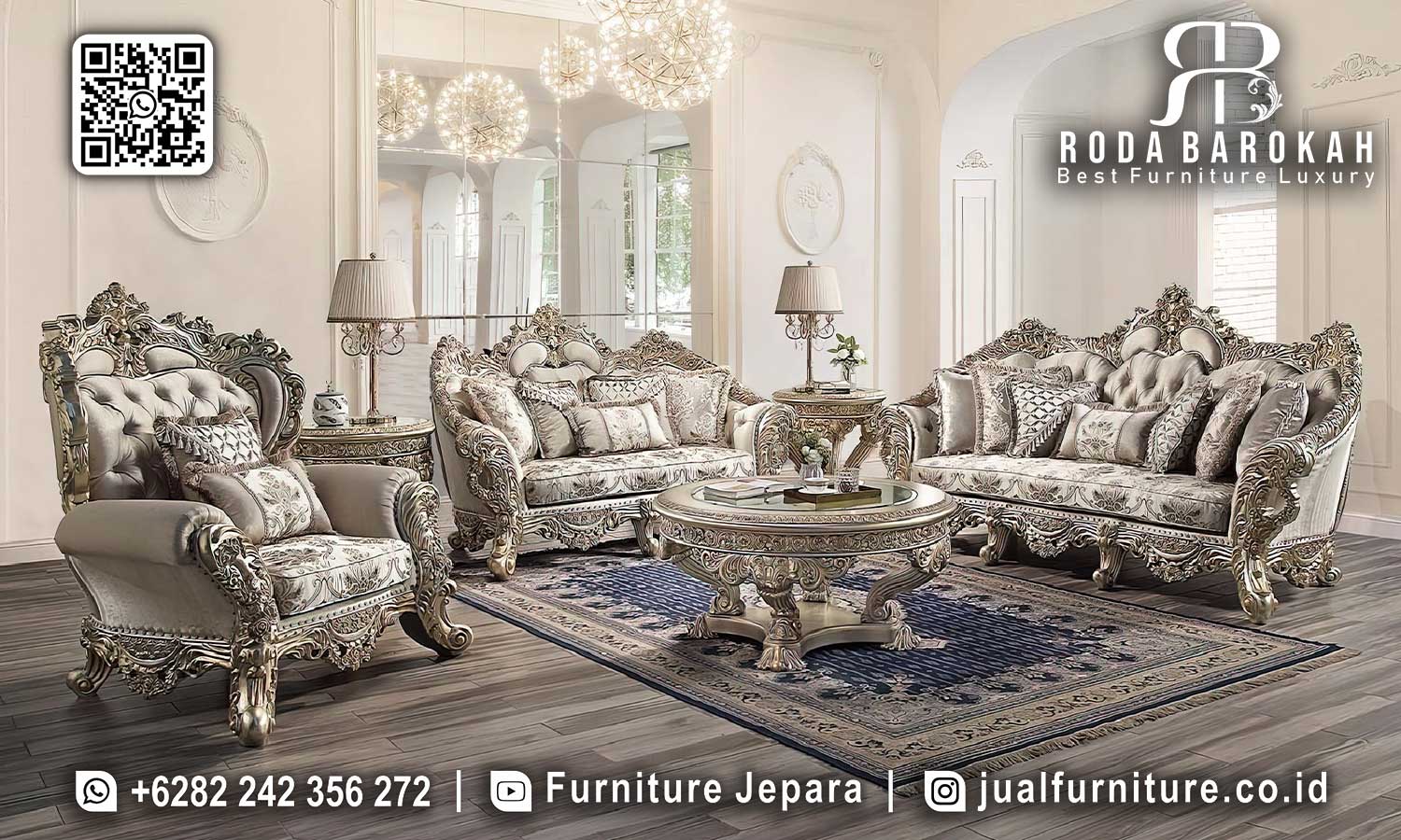 Sofa Tamu Klasik Jati Jepara Bourbon Karya Jepara STM-929
