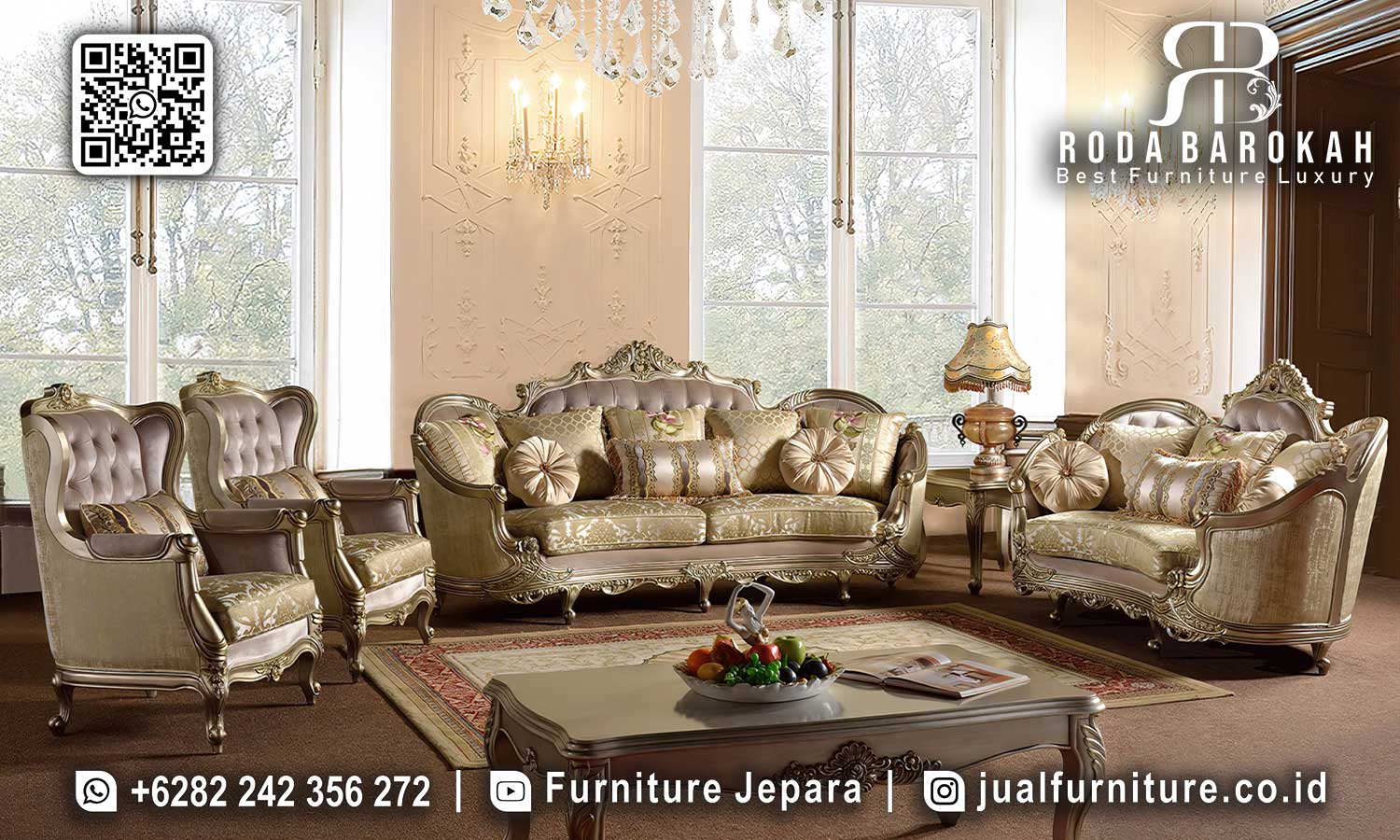 Sofa Tamu Klasik Mewah Capri Kualitas Pengerjaan STM-891