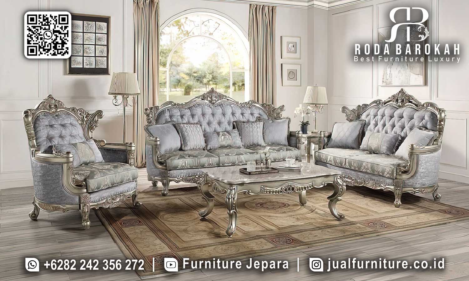 Sofa Tamu Klasik Mewah Jati Splendore Ukiran Jepara STM-928