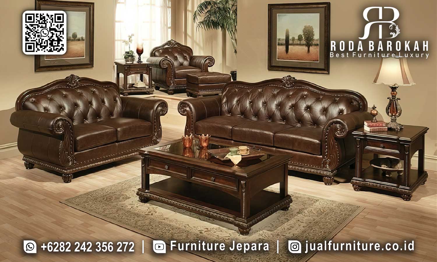 Sofa Tamu Kulit Mewah Brescia Stabil Kokoh STM-924