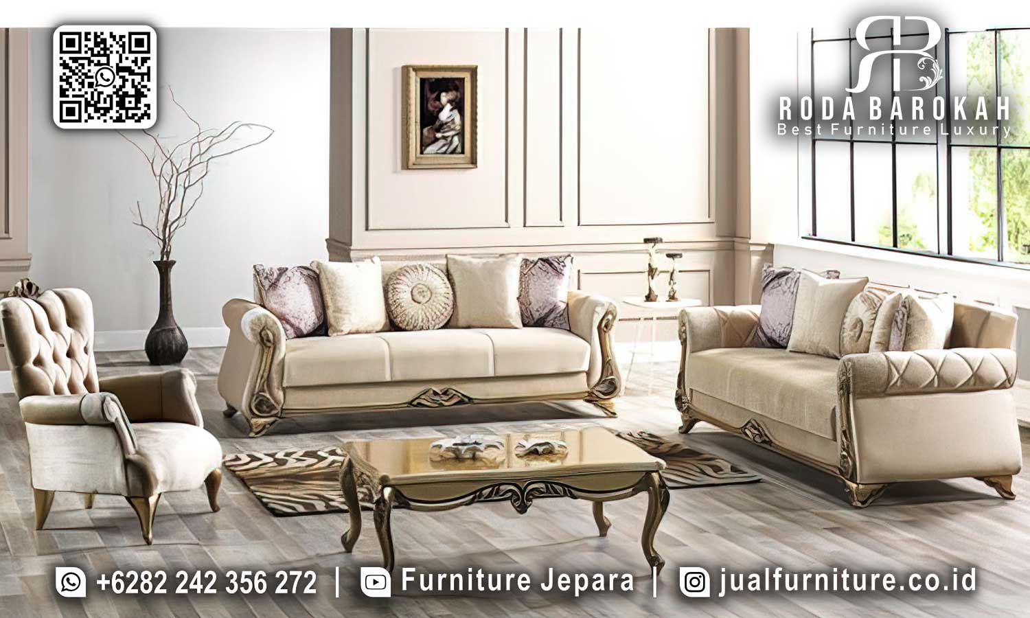 Sofa Tamu Mewah Chester Napoleon Klasik Antik SMM-623