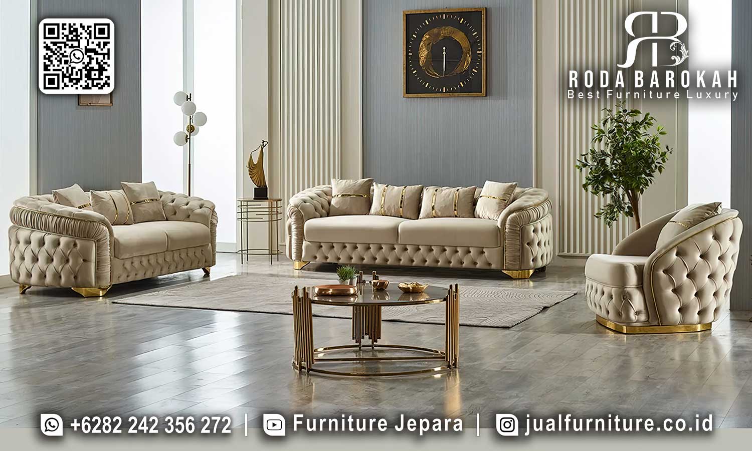 Sofa Tamu Mewah Modern Florence Klasik Antik STM-903