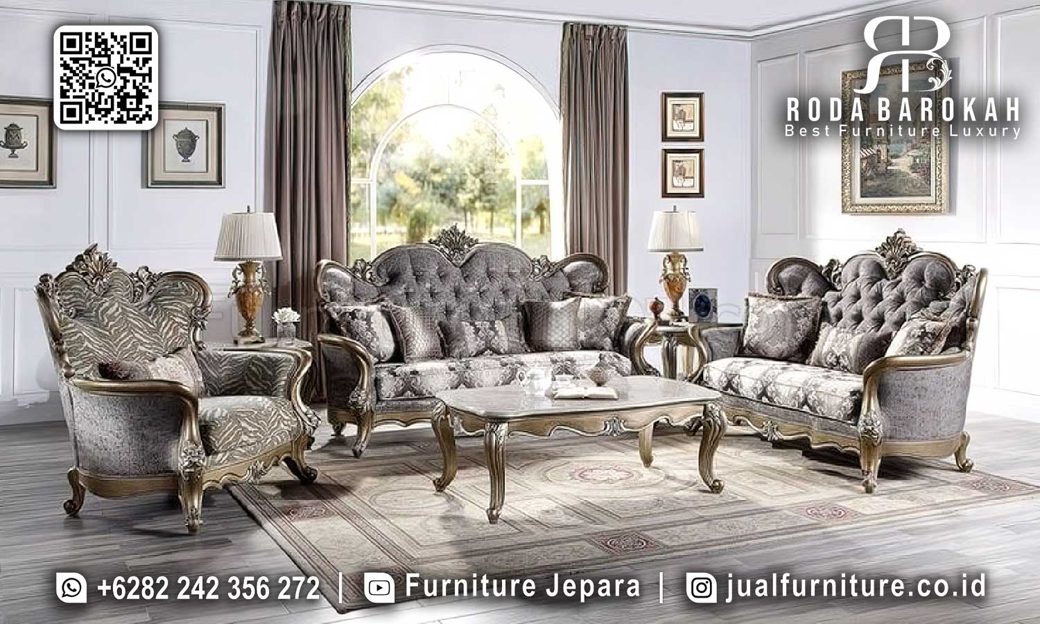 Sofa Tamu Mewah Terbaru Victoria Desain Antik STM-918