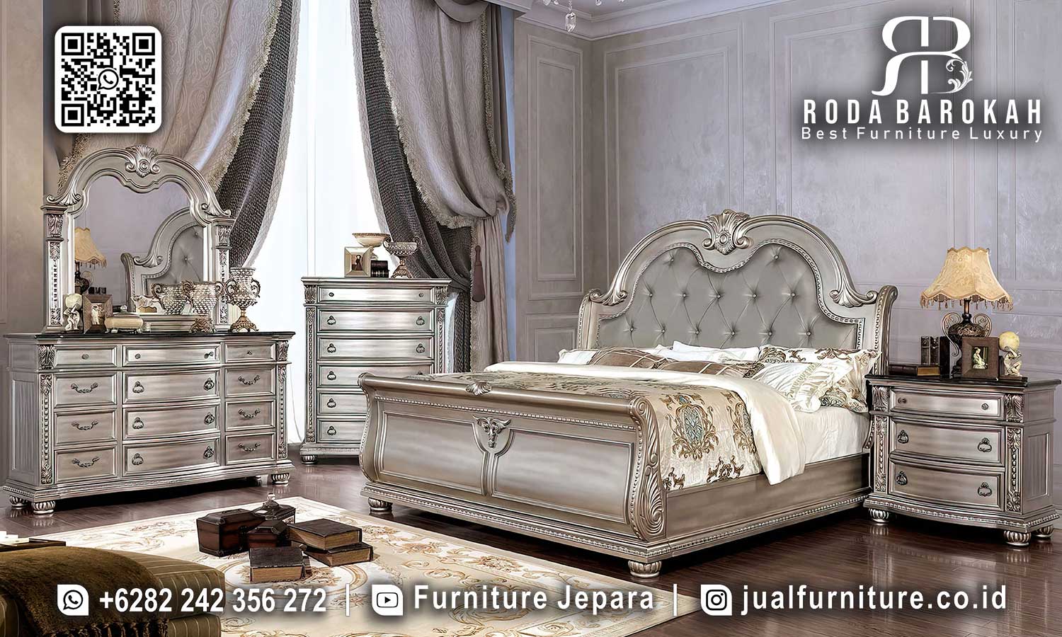 Tempat Tidur Mewah Modern Louis Anti Rayap STT-490