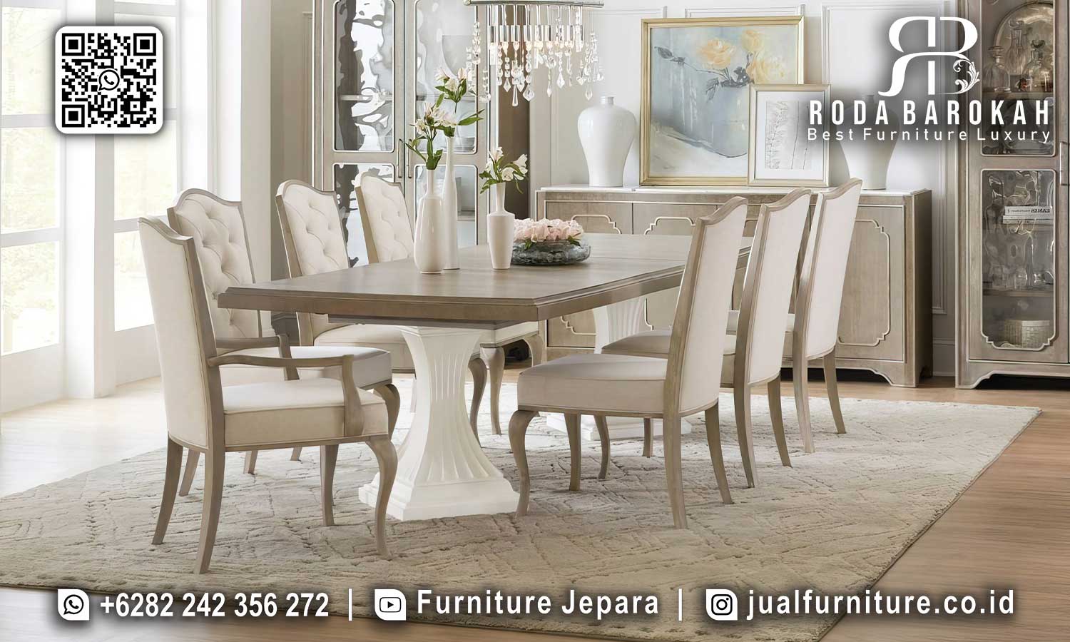 Desain Meja Makan Mewah Victoria Material Pilihan SMM-680