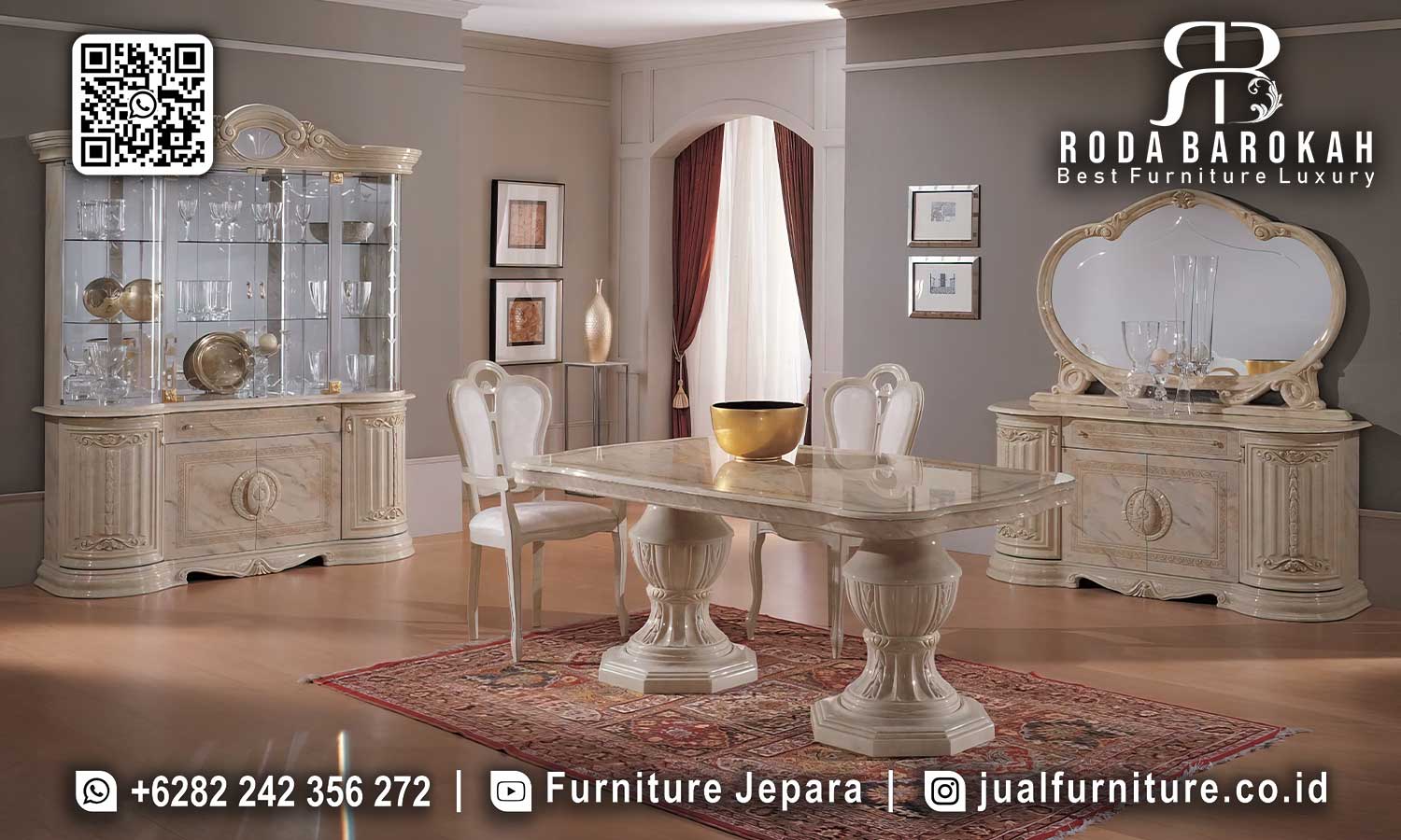 Furniture Meja Makan Klasik Bruges Desain Berkarakter SMM-710