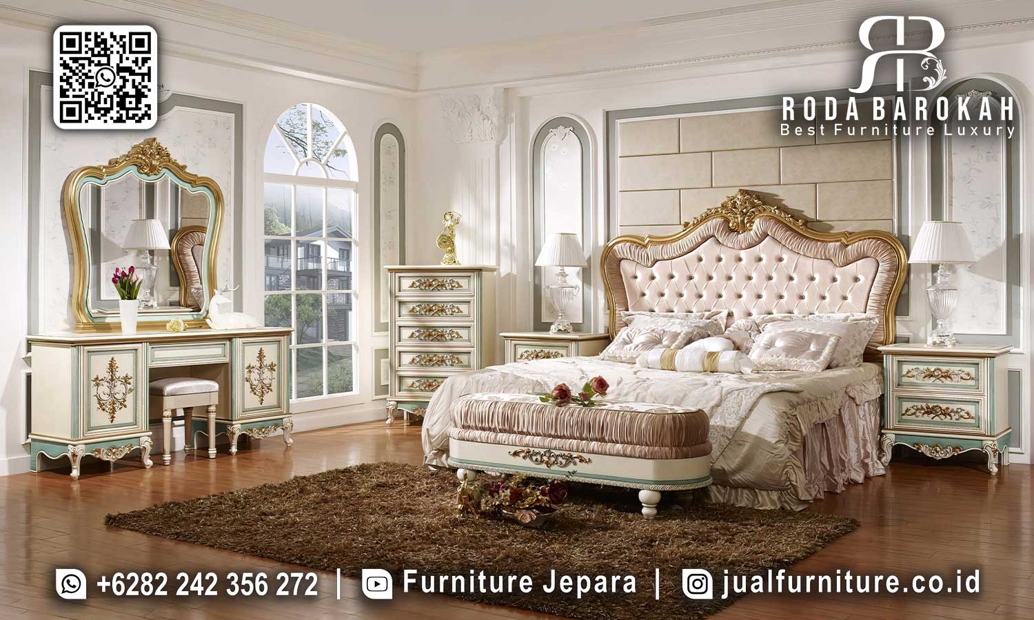 Jepara Furniture Tempat Tidur Mewah Eleganza Pahatan Detail STT-558