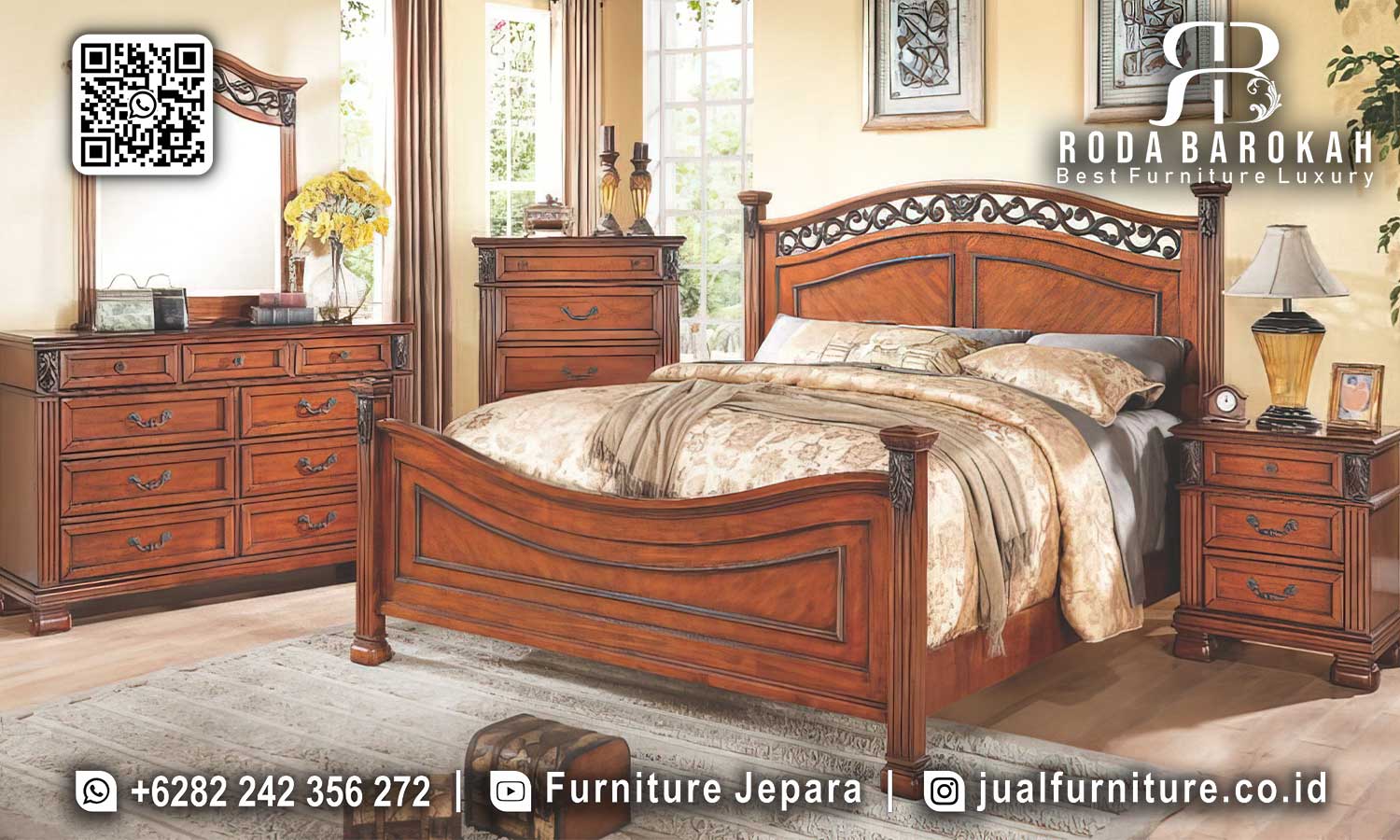 Jual Dipan Jati Jepara Amalfi Detail Ornamen STT-549