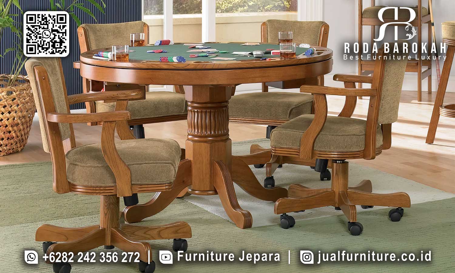 Jual Meja Makan Jati Bundar Santorini Produk Berkualitas SMM-692