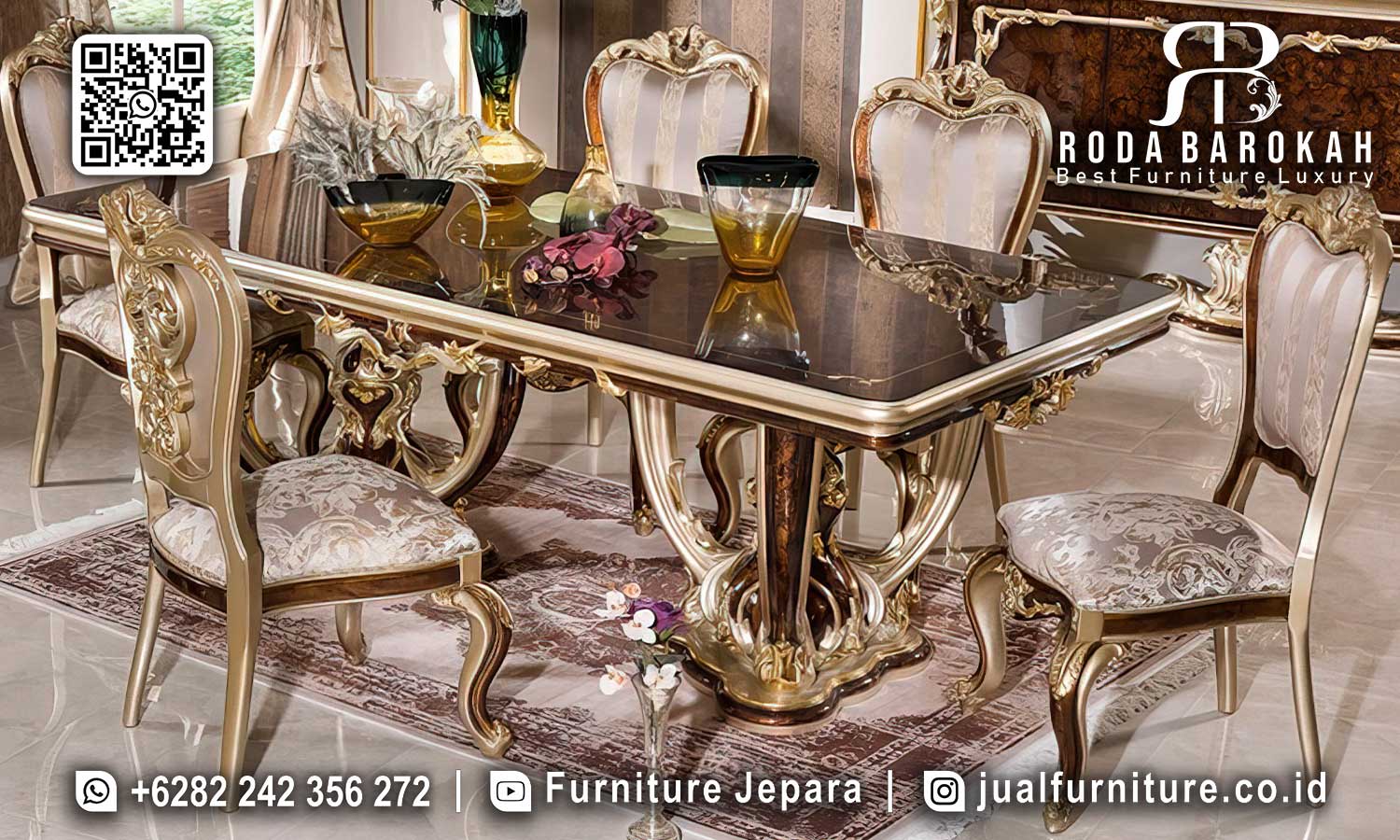 Jual Meja Makan Mewah Tudor Desain Refined SMM-716