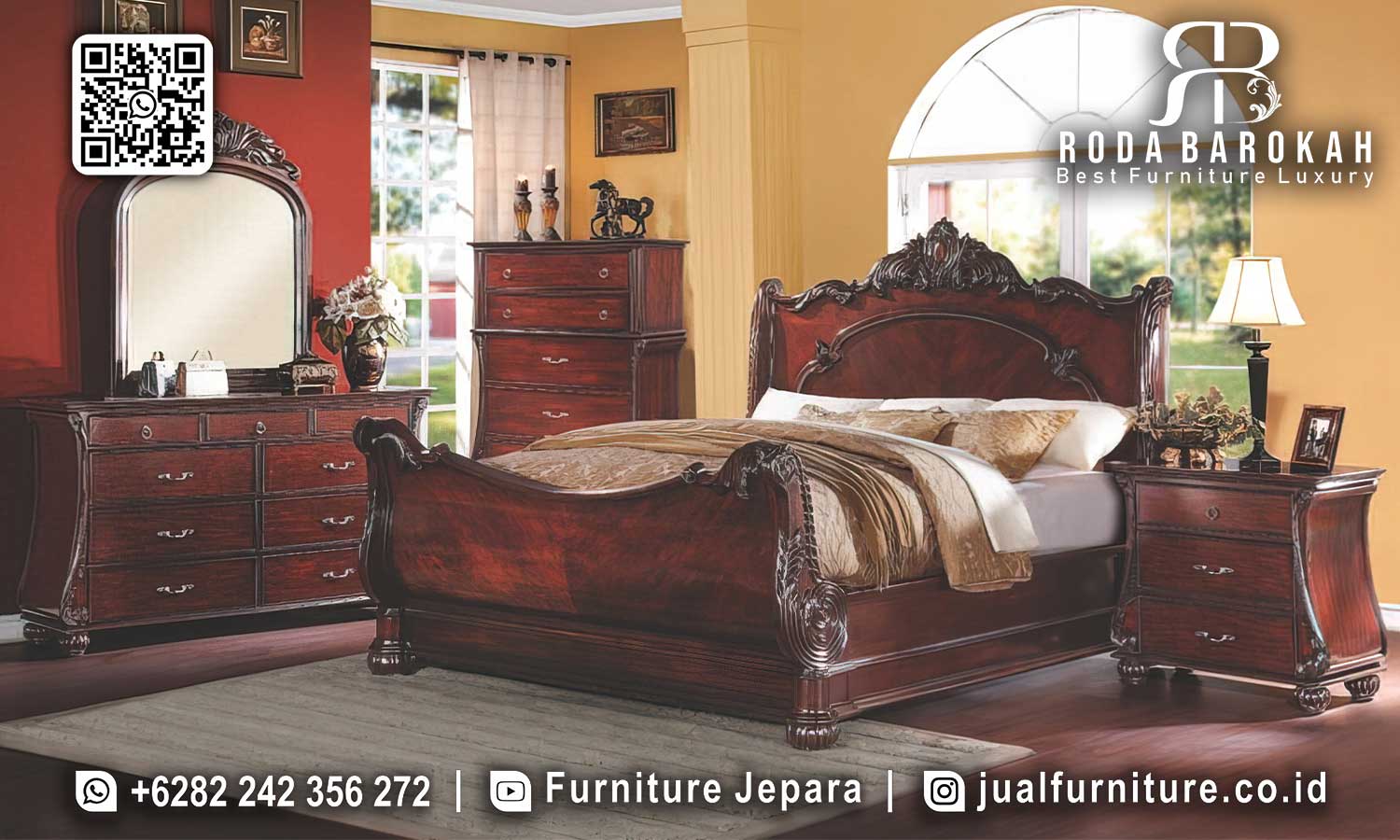 Jual Tempat Tidur Jati Natural Bellezza Desain Refined STT-546