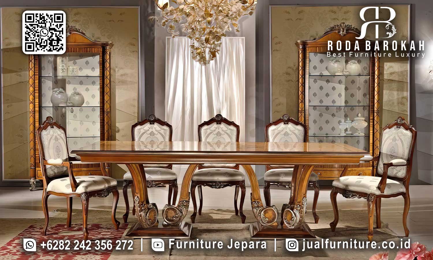 Meja Makan Jati Mewah Prestige Mebel Jepara SMM-676
