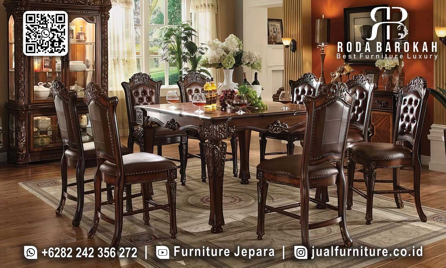 Meja Makan Jati Natural Mewah Siena Anti Rayap SMM-671