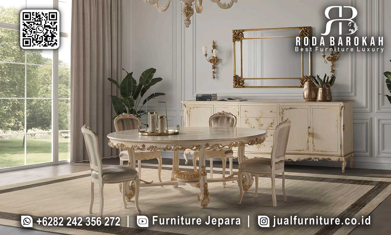 Meja Makan Klasik Mewah Bruges Desain Timeless SMM-714