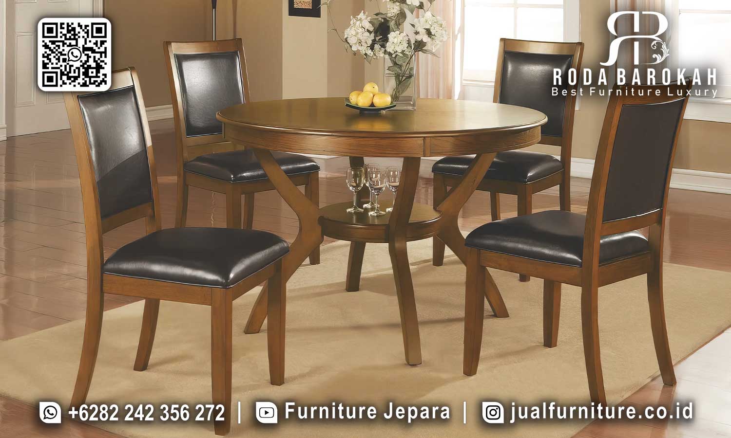 Meja Makan Mewah Jati Grade A Louis Antik Elegan SMM-693