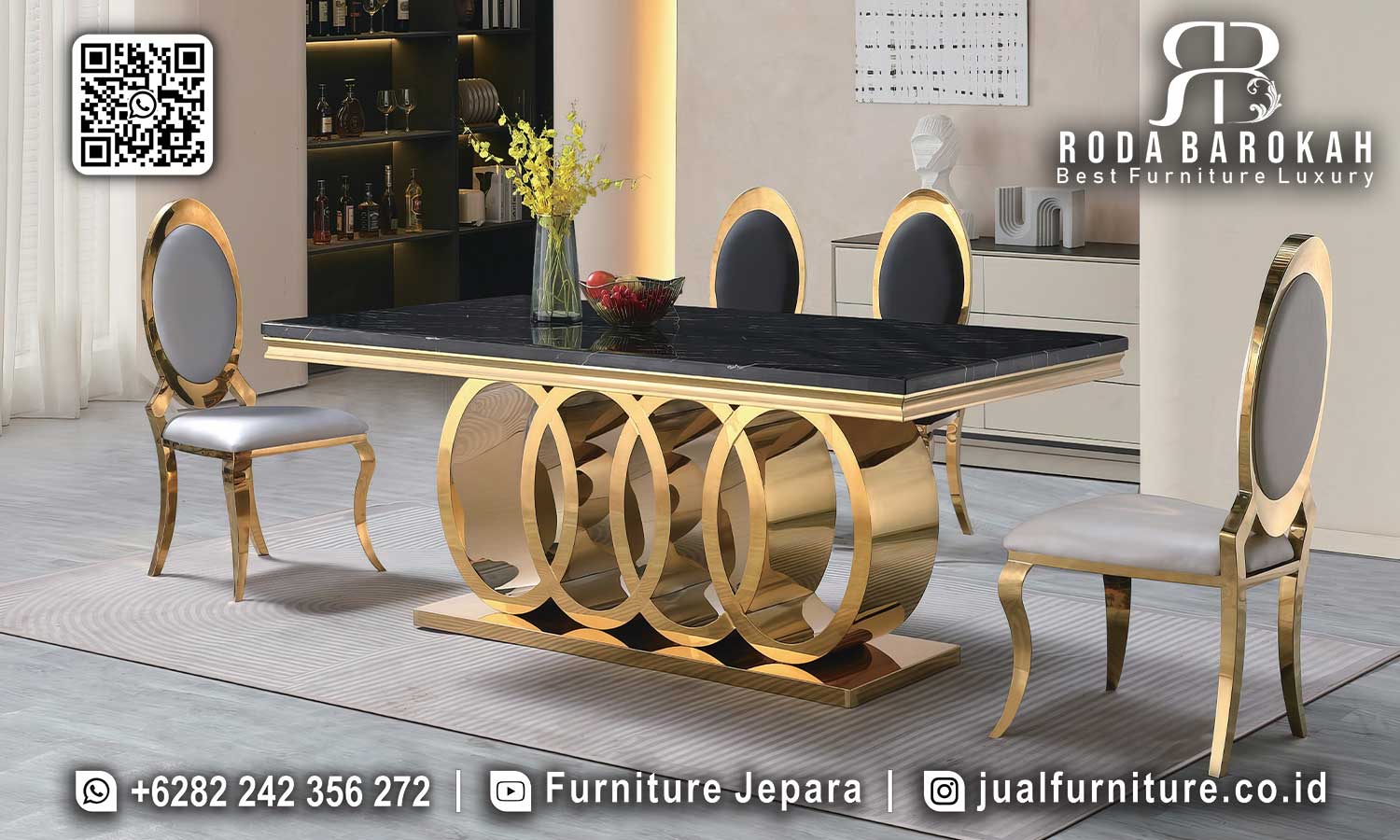 Meja Makan Stainless Mewah Royale Produk Berkualitas SMM-683