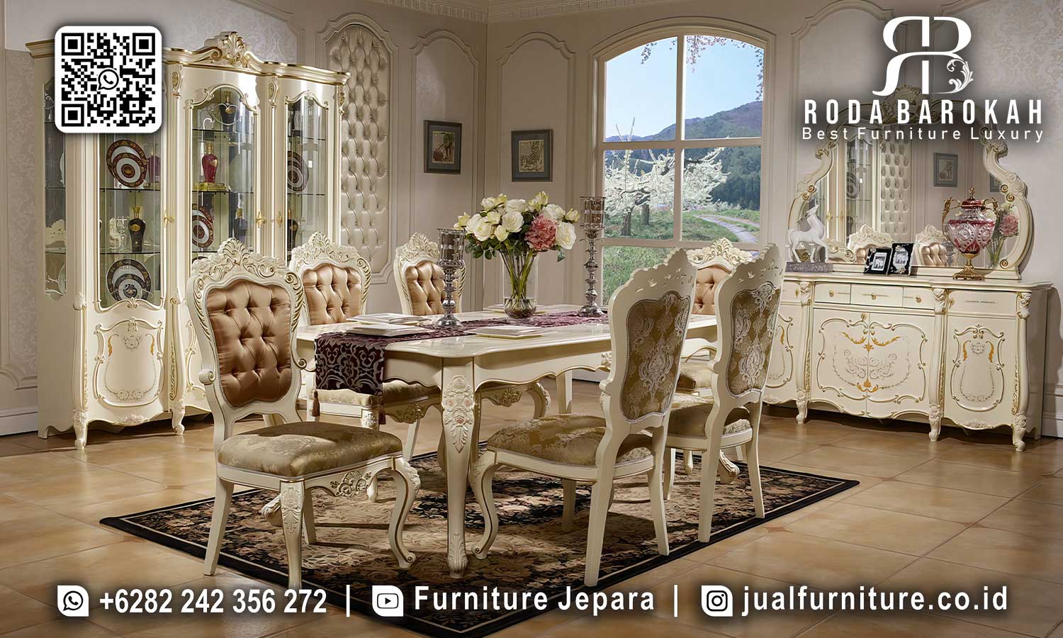 Model Meja Makan Mewah Florence Antik Elegan SMM-701