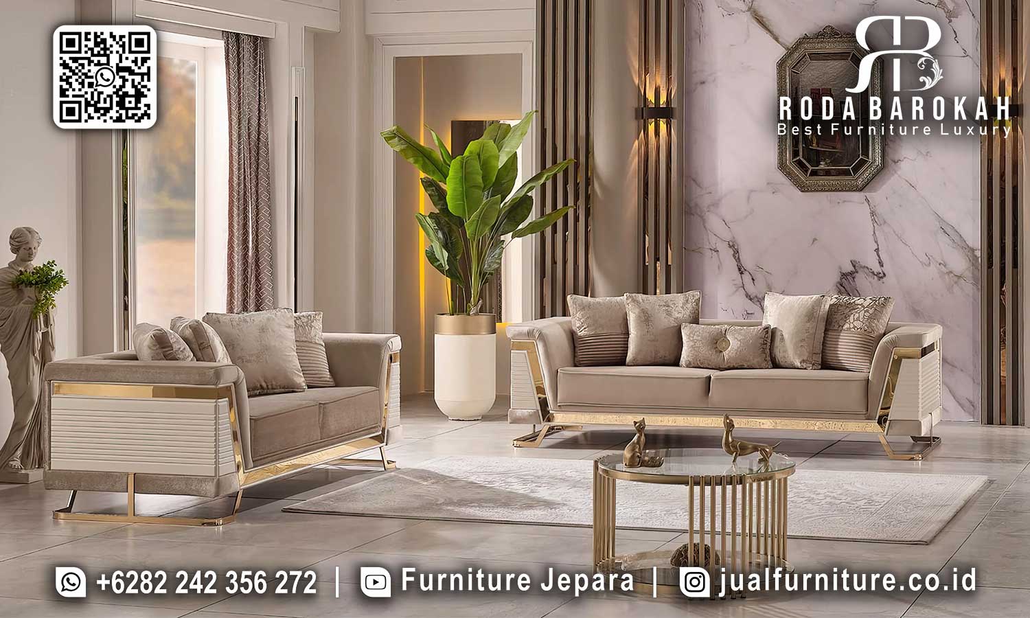 Model Sofa Tamu Mewah Modern Granada Relief Klasik STM-941
