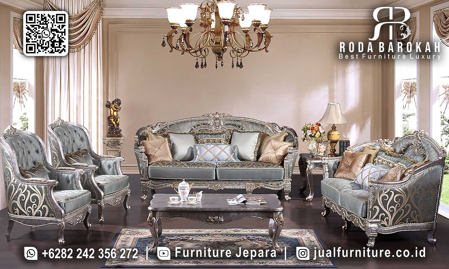 Rekomendasi Sofa Tamu Mewah Jepara Positano Bernuansa Klasik STM-965